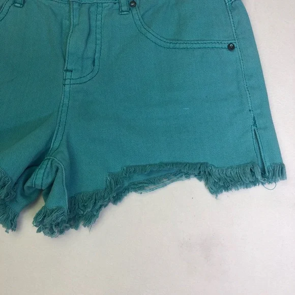 Free People Teal Cotton Jean Shorts EUC Sz 2 26 - Picture 2 of 11